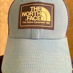The North Face Adjustable Trucker Hat — Blue; like new.